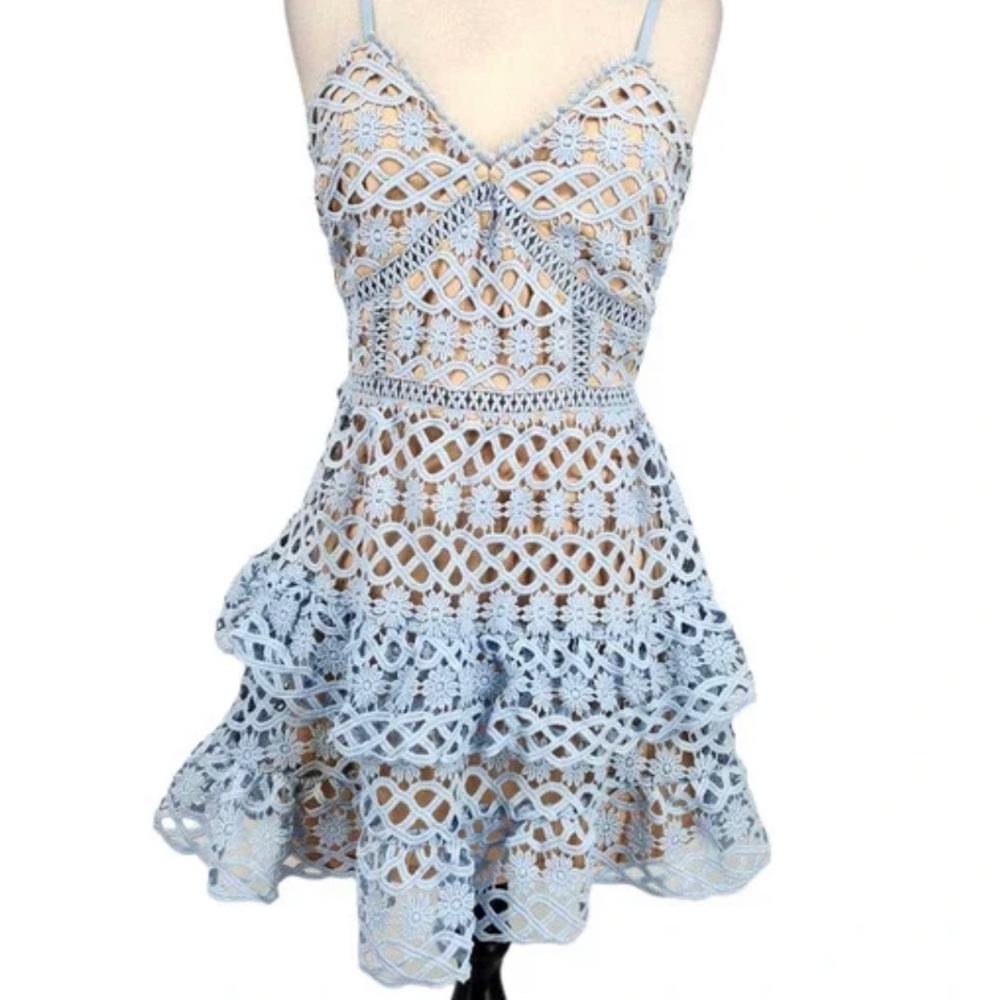 Lulus lace/ crochet light blue dress